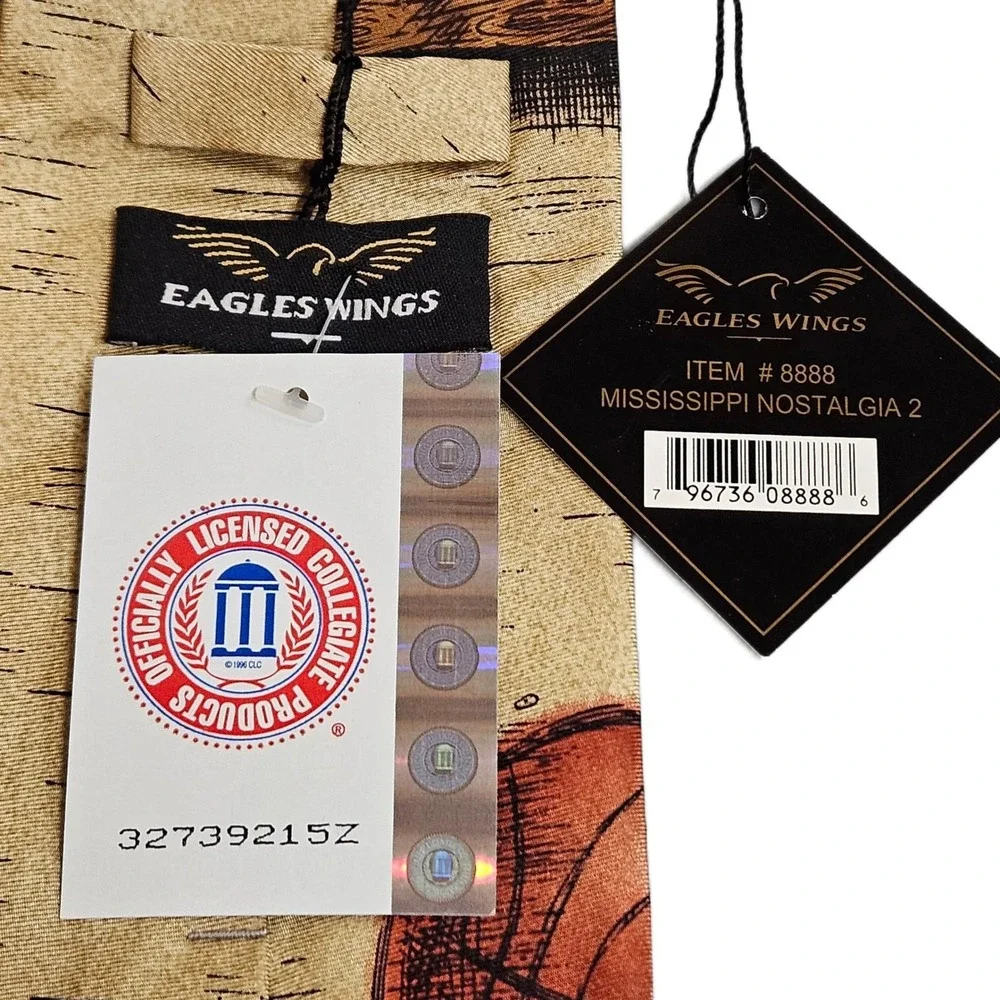 1990's Eagles Wings‎ Vintage NWT Ole Miss Rebels Colonel Reb 100% Silk Necktie